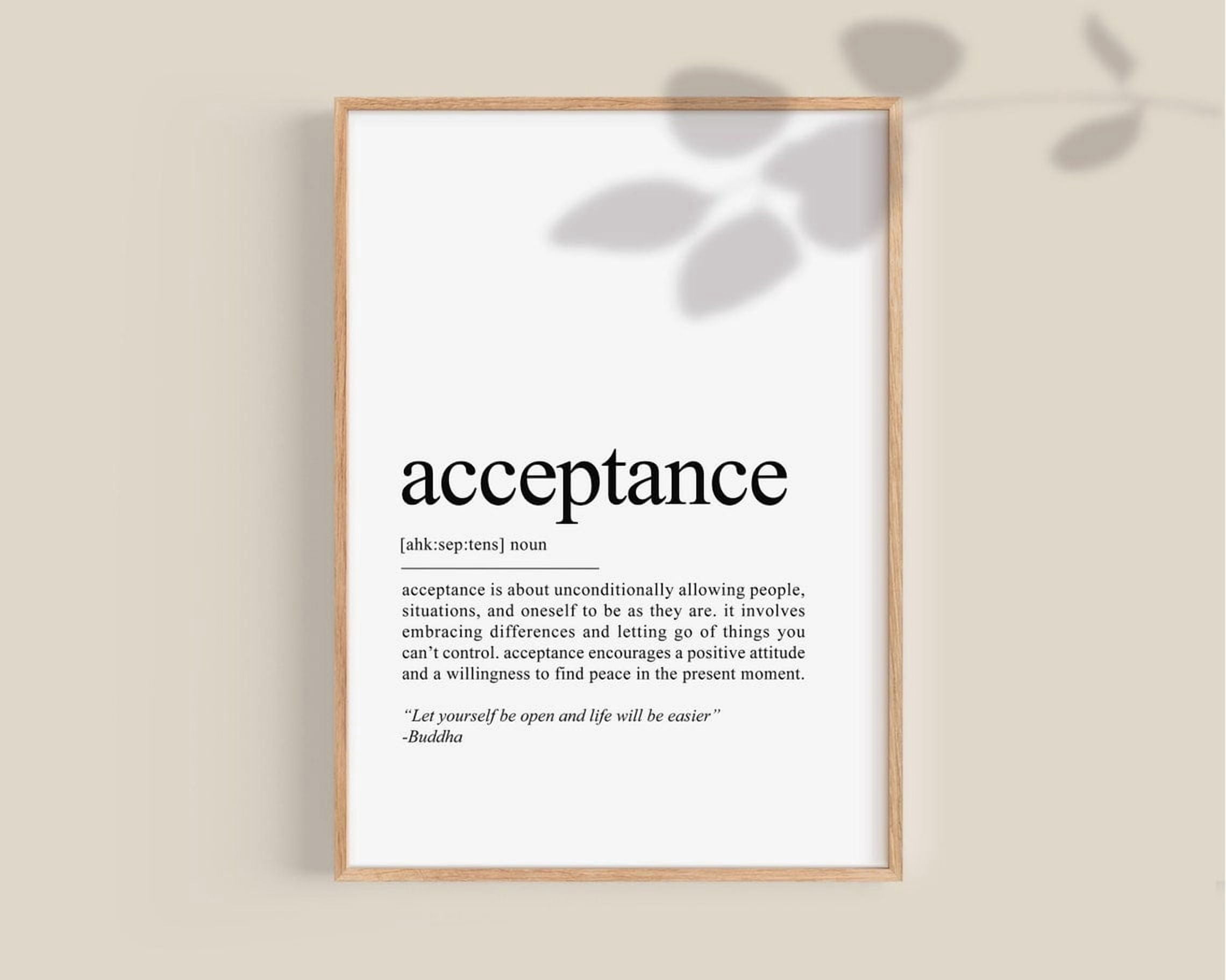 Acceptance Definition Poster, Positive Quote Office Wall Art ...