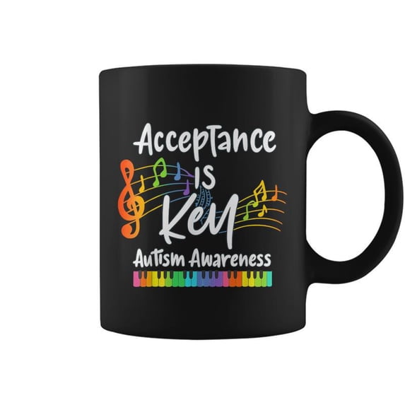 Acceptance Is Key Autism Awareness Musical Note Piano Graphi Coffee ...