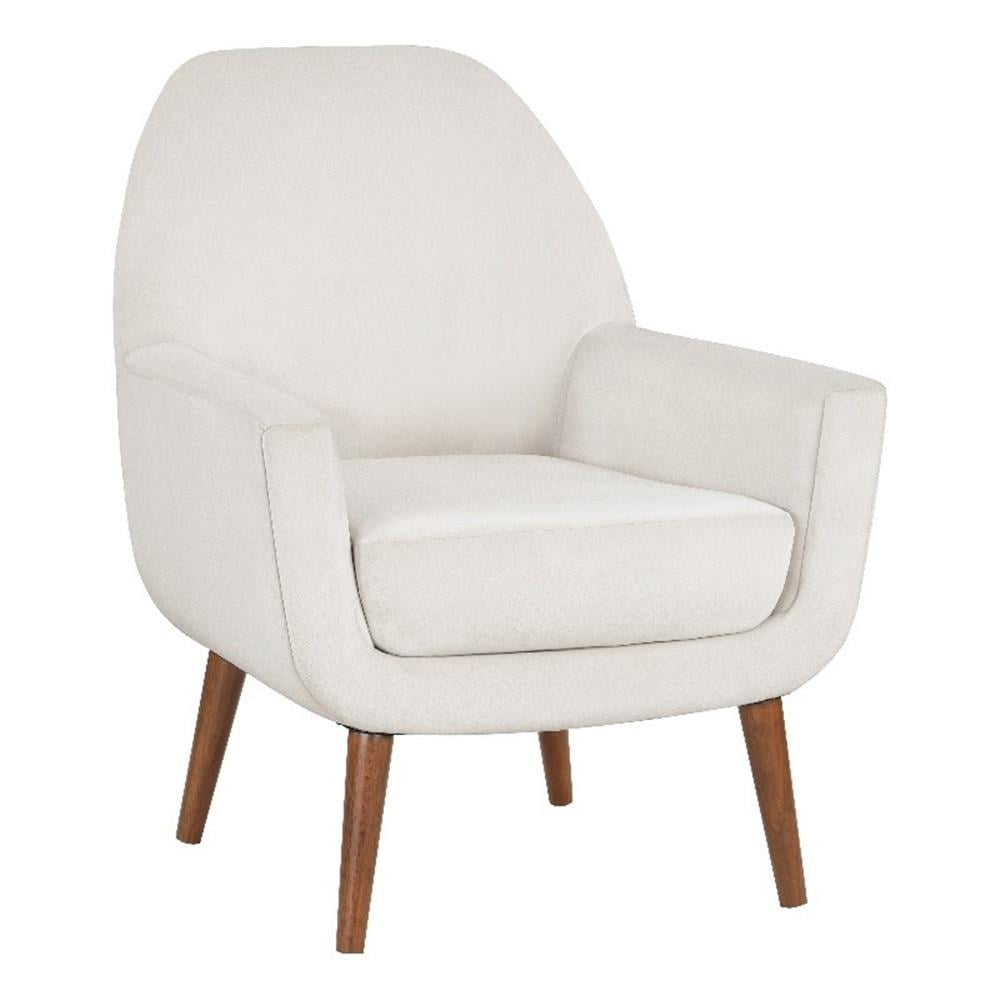 Accera Mid-Century Modern Sea Oat Velvet Accent Chair with Walnut Legs