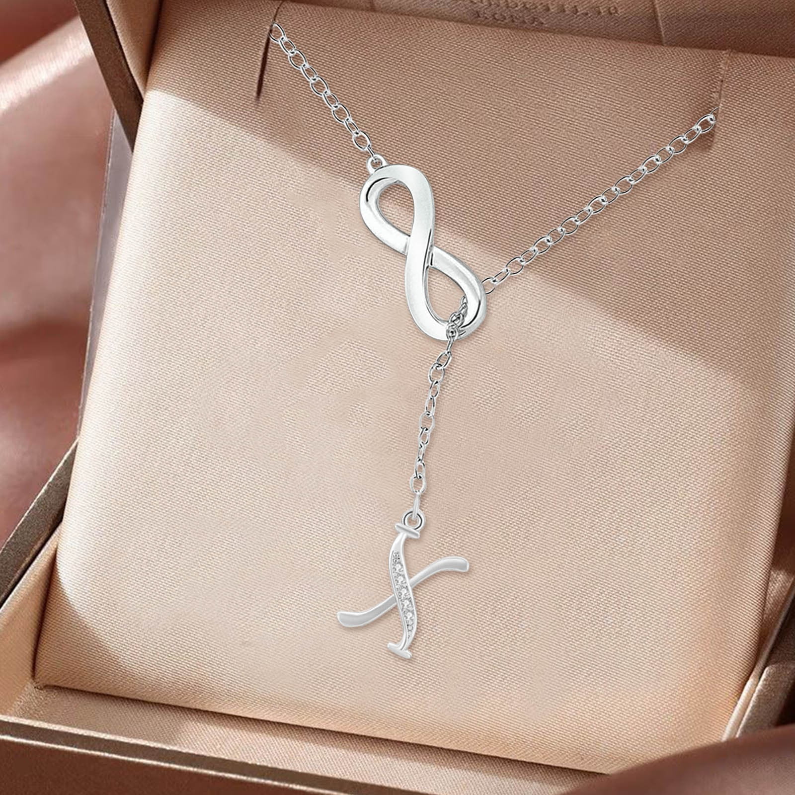 Accesorios Para Mujer 8 Shaped Tassel Silver Initial Necklace For Women