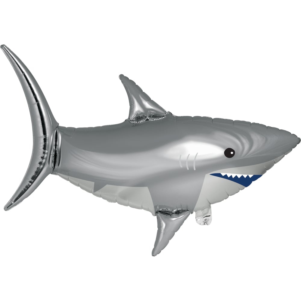 CREATIVE CONVERTING Access 350507 29 x 37 in. Shark Party Metallic Balloon Shark Shaped