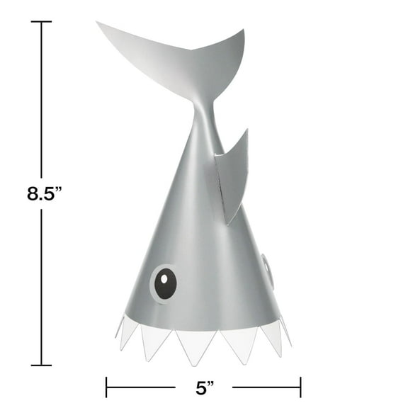 Access 350508 8.5 x 5 in. Shark Party Paper Child Hat, Gray