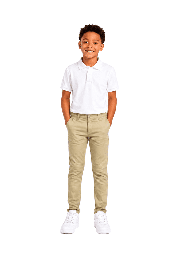 Boy's School Uniform Stretch Pants (Khaki, 10) ASU025