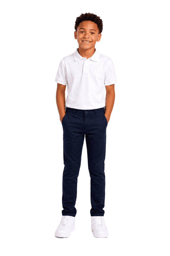 Boy's School Uniform Stretch Pants (Navy, 12) ASU025