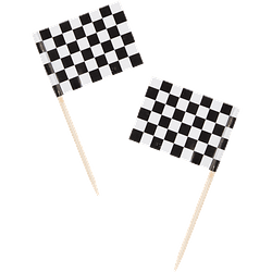 Access Checkered Toothpick Flags, 2.5", Black/White, 50 Ct