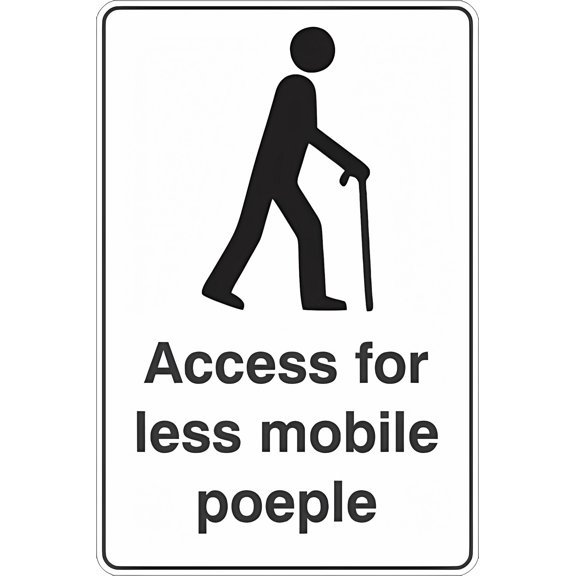 Access For Less Mobile People Sign - 8"x12" Metal Tin Sign, Garage Man Cave Wall Decor, Accessibility Safety Signage