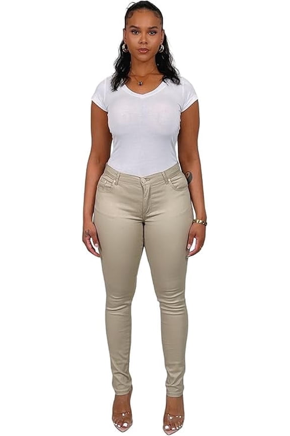 Junior's Uniform Skinny Pants (Khaki, 17/18) ASU017