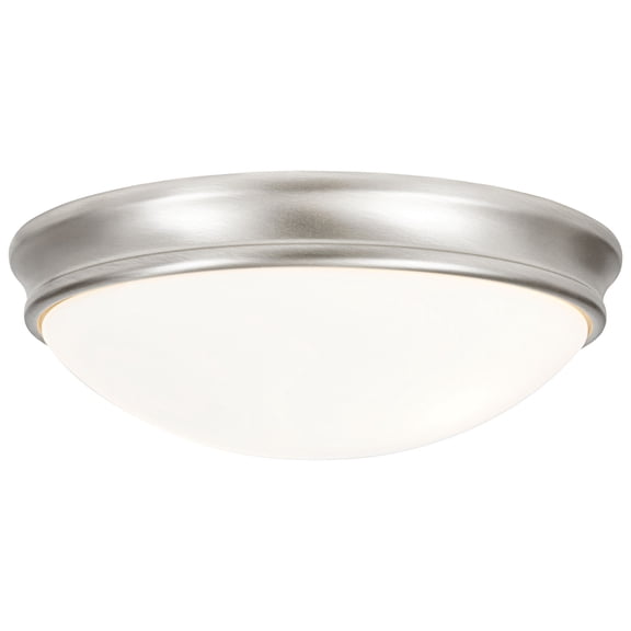 20726LEDDLP-BS/OPL Access Lighting Atom-Flush Mount-14 Inches Wide by 4 Inches Tall-Brushed Steel Finish-LED Lamping Type-E26 Medium Lamp Base Type
