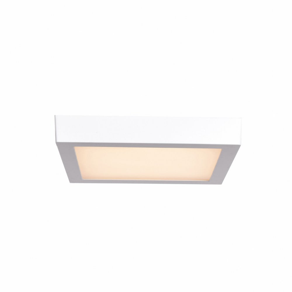 White Glass LED Flush Mount Ceiling Light, 9.5 Inches