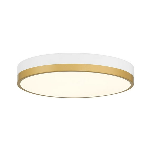 Access Lighting LED Flush Mount in White with Antique Brushed Brass Color
