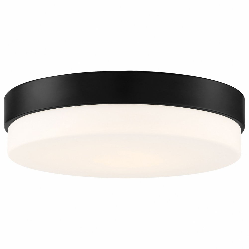 Roma Matte Black and Opal Glass LED Flush Mount Light