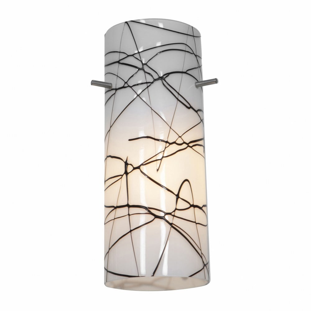 Black and White Glass Cylinder Pendant Shade
