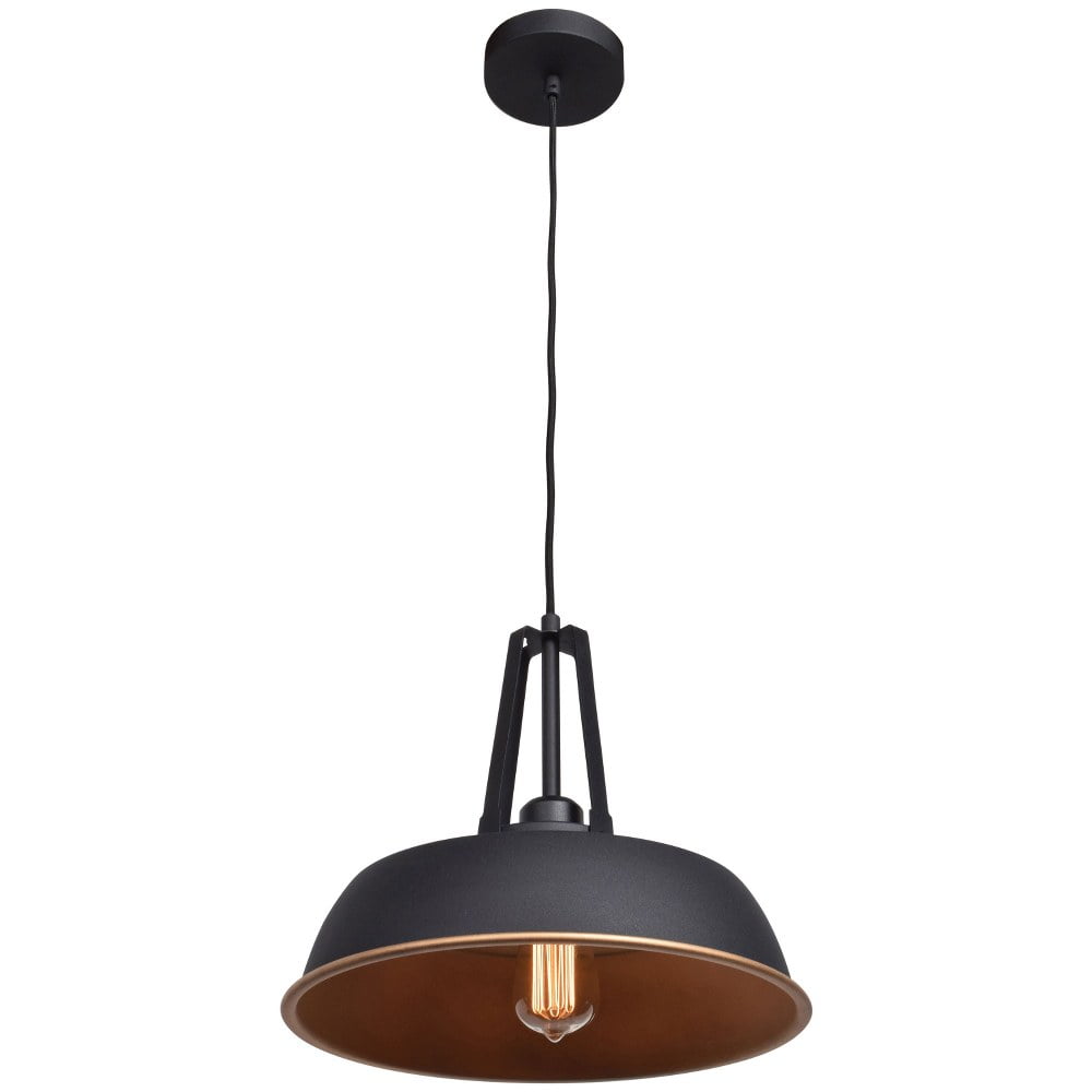 Matte Black and Gold Glass Pendant Light