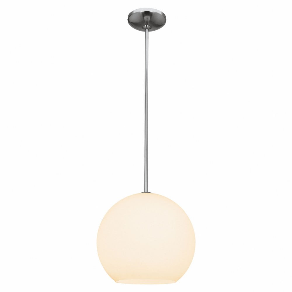 Contemporary Nitrogen Brushed Steel Globe Pendant, 11.5" LED