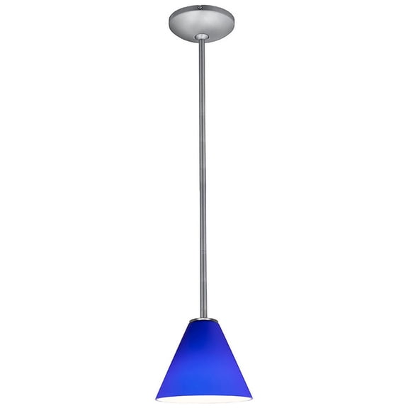 Access  Lighting Martini - E26 LED Rod Pendant - Brushed Steel Finish - Cobalt Glass Shade