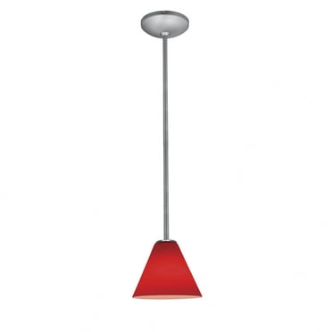 Access Lighting 28004-3R-BS-RED 7 in. Martini LED Brushed Steel Pendant Ceiling Light in Red