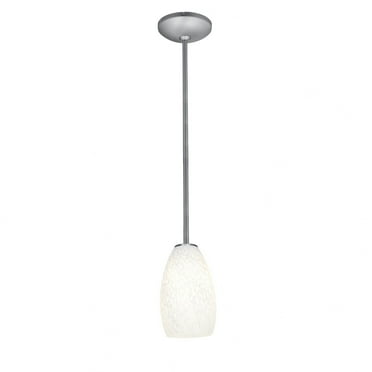 Access Lighting 28012-1R-BS-WHST 5 in. Janine 1 Light Brushed Steel Pendant Ceiling Light in White Stone