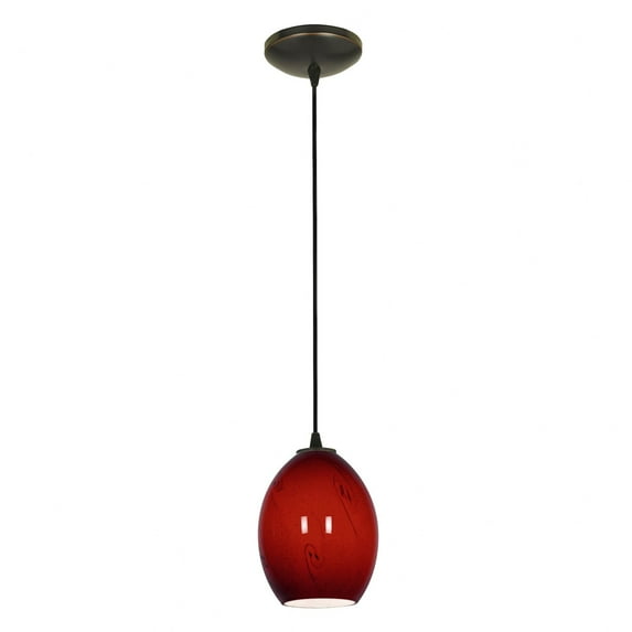 28023-1c-orb/rusky Access Lighting Brandy FireBird-One Light Glass Pendant with Cord-6 Inches Wide by 9 Inches Tall-Oil Rubbed Bronze Finish-Red Sky