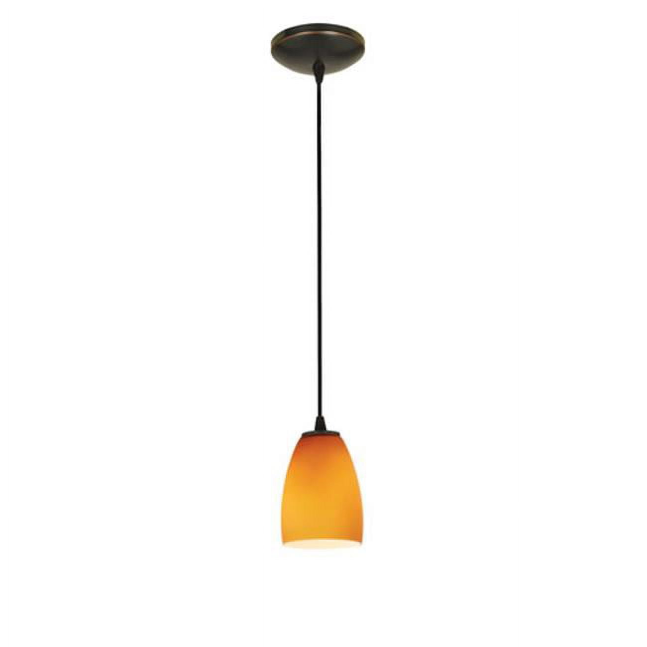 Sherry 6" Oil Rubbed Bronze and Amber Glass Pendant Light