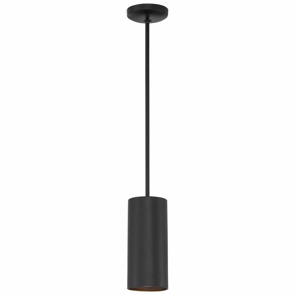 Modern Matte Black Steel Cylinder Pendant Light