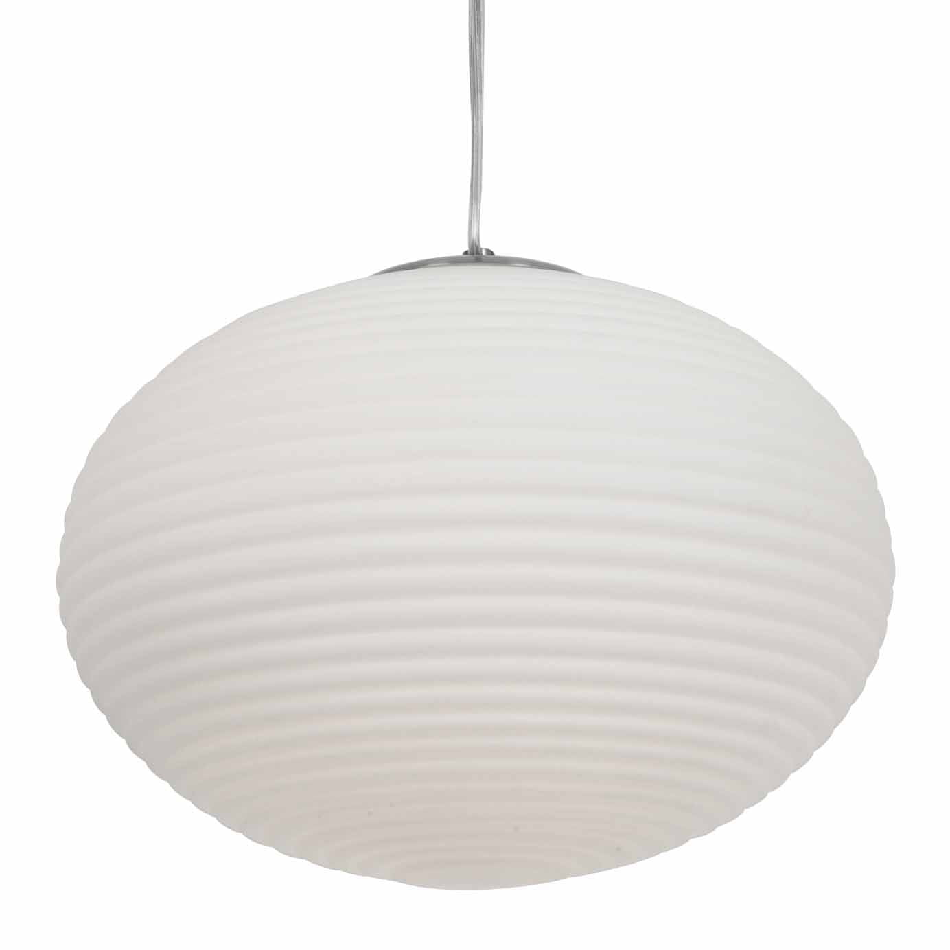 Cosmo Globe 11.8" Opal White Glass & Brushed Steel Modern Pendant Light