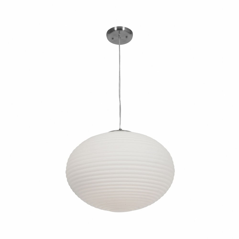 Callisto Brushed Steel Ribbed Glass LED Pendant Light
