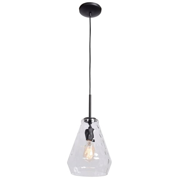 50937LEDDLP-BL/CLR Access Lighting Simplicite-One Light Wavy Glass Pendant-9 Inches Wide By 10 Inches Tall-Black Finish-LED Lamping Type