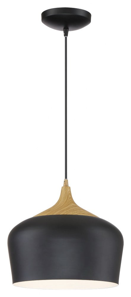 Blend Black and Wood Grain 12" LED Pendant Light