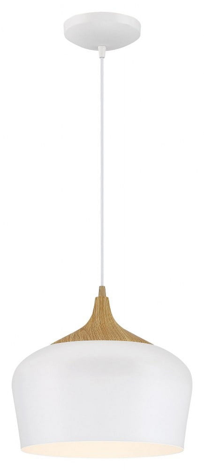 Blend White and Wood Grain 12" LED Pendant Light