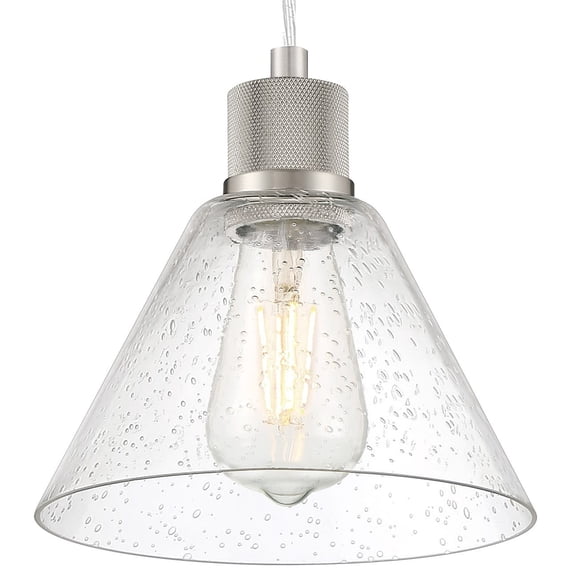 63140LEDDLP-BS/SDG Access Lighting Port Nine - 9W 1 LED Pendant In Transitional Style-8.5 Inches Tall and 8 Inches Wide-Brushed Steel Finish-Seeded