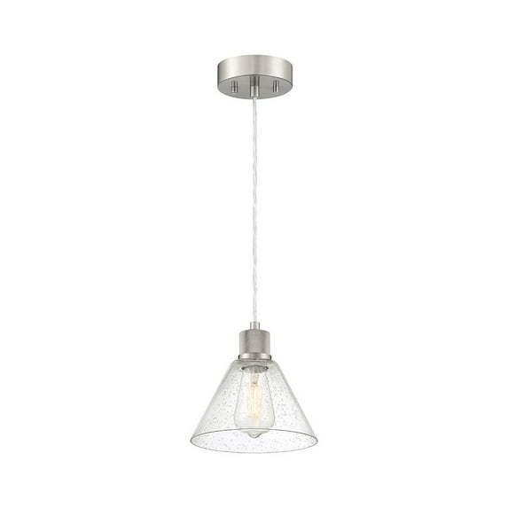 63140LEDDLP-BS/SDG Access Lighting Port Nine - 9W 1 LED Pendant In Transitional Style-8.5 Inches Tall and 8 Inches Wide-Brushed Steel Finish-Seeded