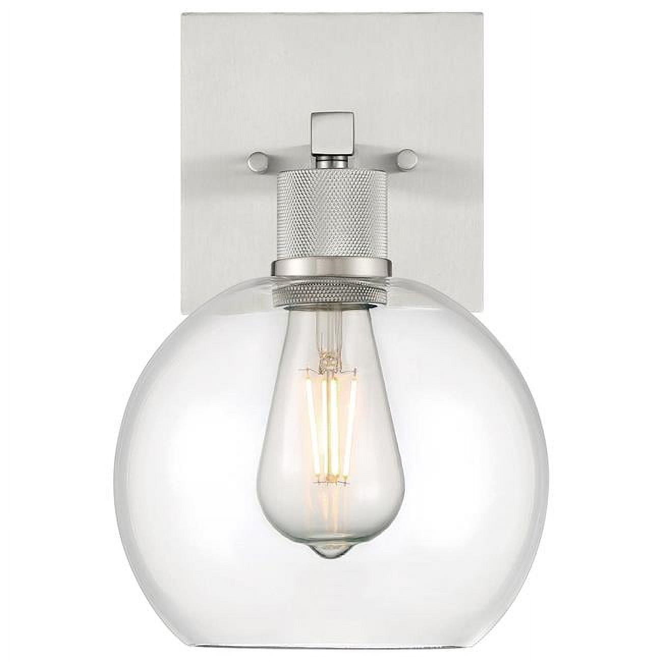 Brushed Steel Dimmable LED Wall Sconce with Clear Glass