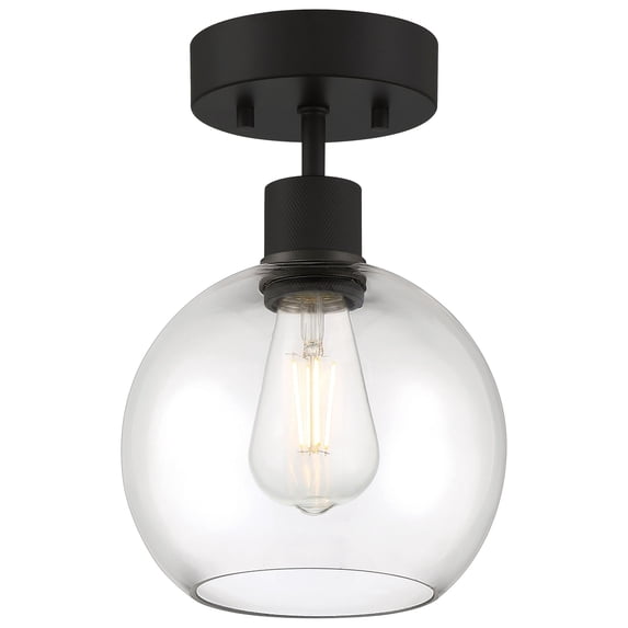 63148LEDDLP-MBL/CLR Access Lighting Port Nine - 9W 1 LED Semi-Flush Mount In Transitional Style-12 Inches Tall and 7.5 Inches Wide-Matte Black