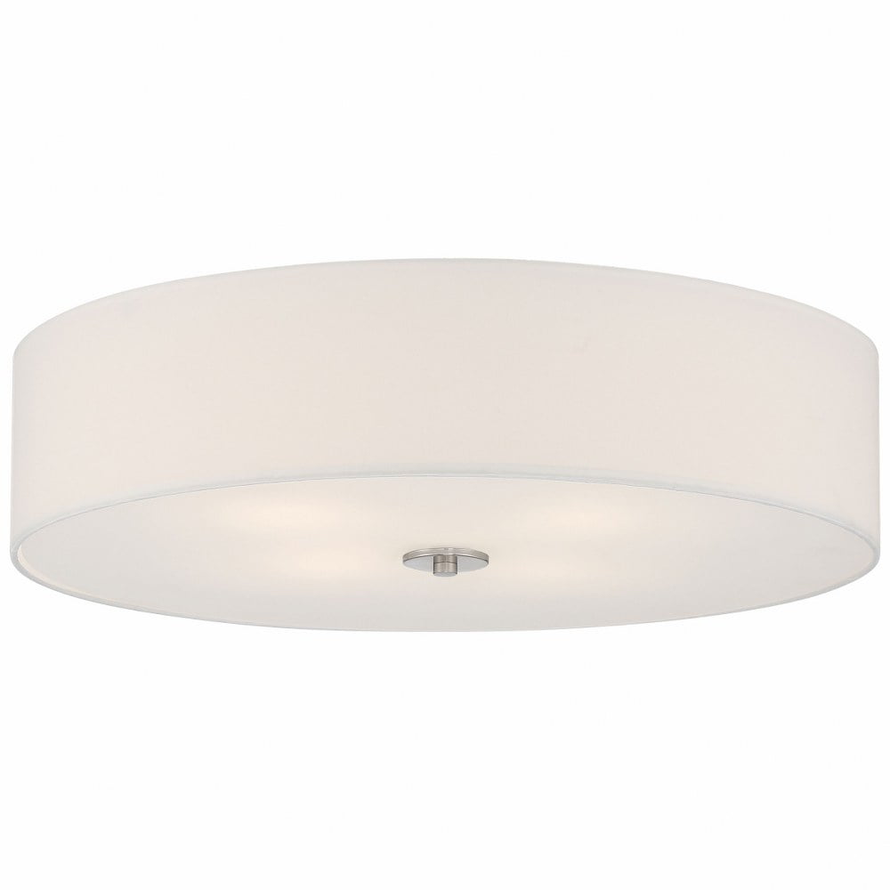 Sleek Brushed Steel LED Drum Flush Mount Ceiling Light