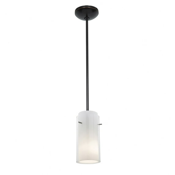 28033-1R-ORB/CLOP Access Lighting Ami-One Light Pendant with Round Canopy-4.5 Inches Wide by 10 Inches Tall-Oil Rubbed Bronze Finish-Clear/Opal Glass