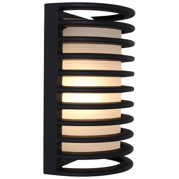 20010LEDDMGLP-BL/RFR Access Lighting Bermuda-One Light Outdoor Ribbed Bulkhead Wall Light-7 Inches Wide by 10.5 Inches Tall-Black Finish-LED Lamping