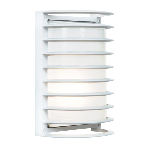20010MG-WH/RFR Access Lighting Bermuda-One Light Outdoor Ribbed Bulkhead Wall Light-7 Inches Wide by 10.5 Inches Tall-White Finish-Incandescent