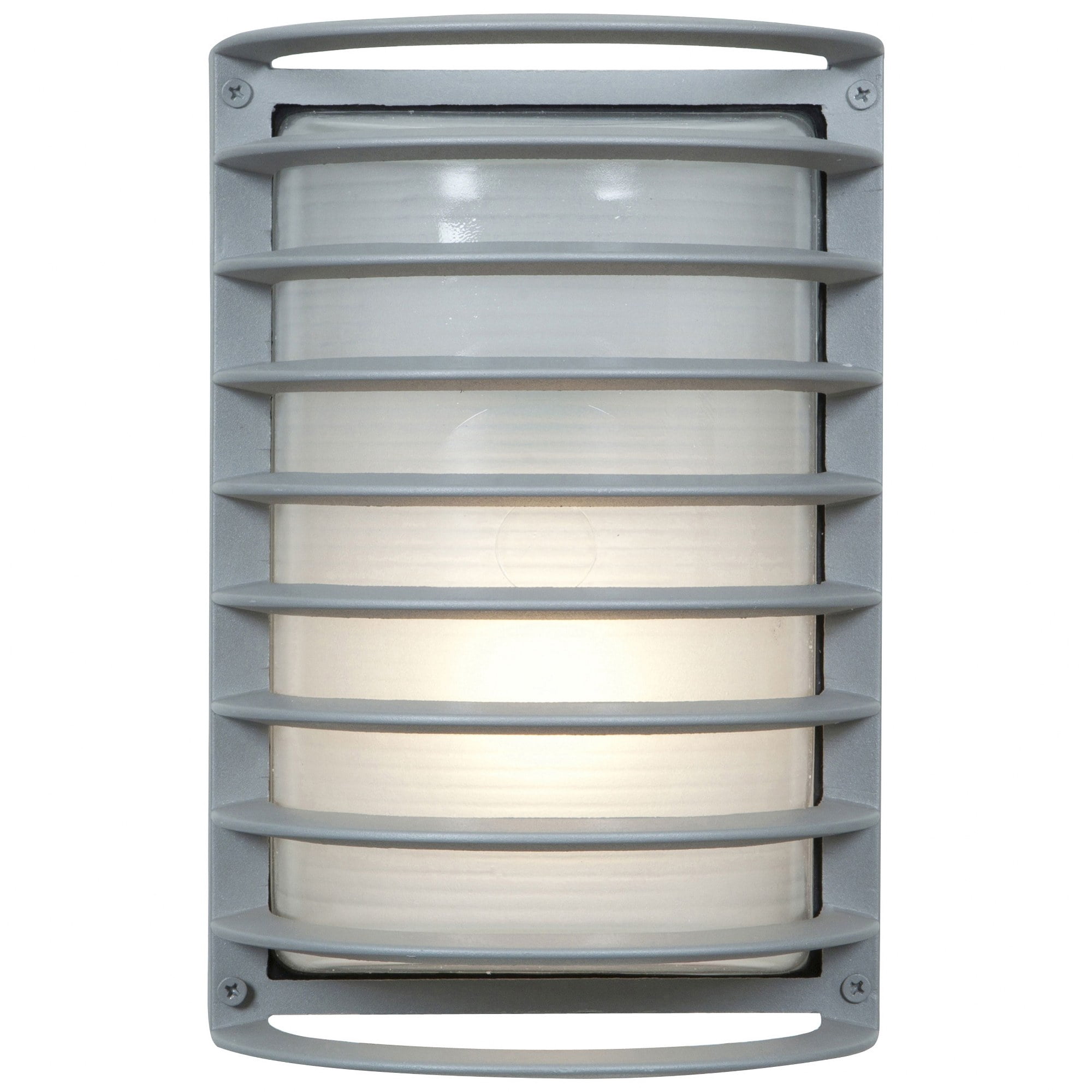 20010LEDDMGLP-SAT/RFR Access Lighting Bermuda-One Light Outdoor Ribbed Bulkhead Wall Light-7 Inches Wide by 10.5 Inches Tall-Satin Finish-LED Lamping