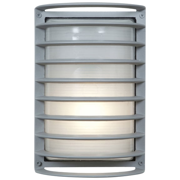20010LEDDMGLP-SAT/RFR Access Lighting Bermuda-One Light Outdoor Ribbed Bulkhead Wall Light-7 Inches Wide by 10.5 Inches Tall-Satin Finish-LED Lamping