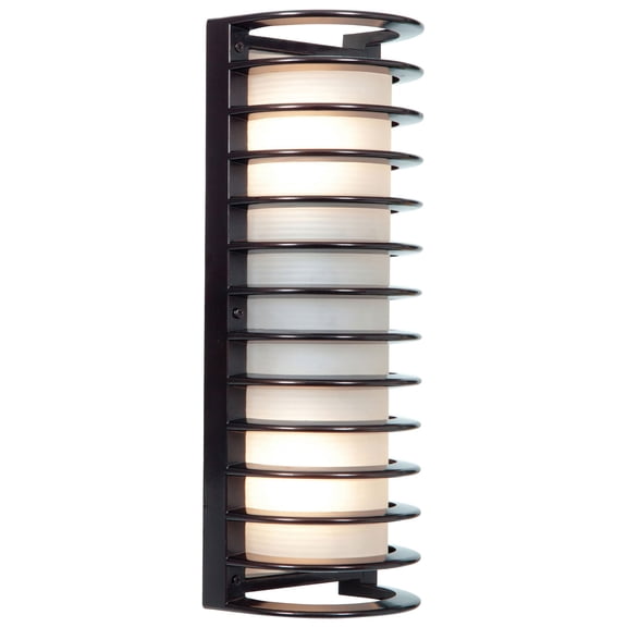 20030LEDDMGLP-BRZ/RFR Access Lighting Bermuda-Two Light Outdoor Ribbed Bulkhead Wall Light-6 Inches Wide by 16.75 Inches Tall-Bronze Finish-LED