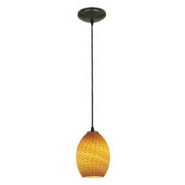 28023-1C-ORB/AMBFB-Access Lighting-Brandy FireBird-One Light Glass Pendant with Cord-6 Inches Wide by 9 Inches Tall-Oil Rubbed Bronze Finish-Amber