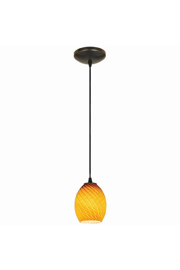 28023-1C-ORB/AMBFB Access Lighting Brandy FireBird-One Light Glass Pendant with Cord-6 Inches Wide by 9 Inches Tall-Oil Rubbed Bronze Finish-Amber