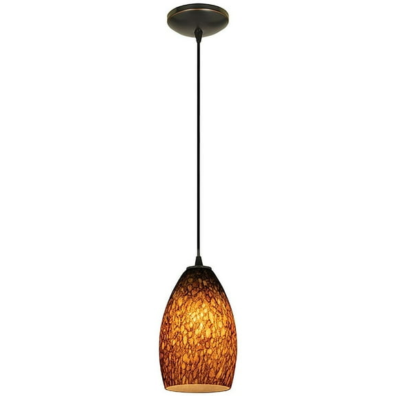 Access Lighting  Champagne Bronze Cord Pendant with Brown Stone Shade