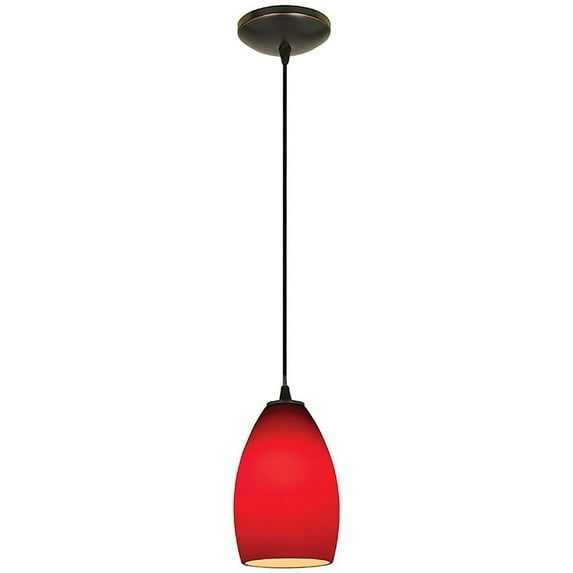 Access Lighting Champagne Bronze Cord Pendant with Red Shade