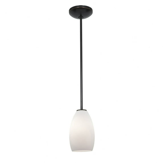 28012-1R-ORB/OPL Access Lighting Champagne-One Light Glass Pendant with Rod-5 Inches Wide by 9 Inches Tall-Oil Rubbed Bronze Finish-Opal Glass