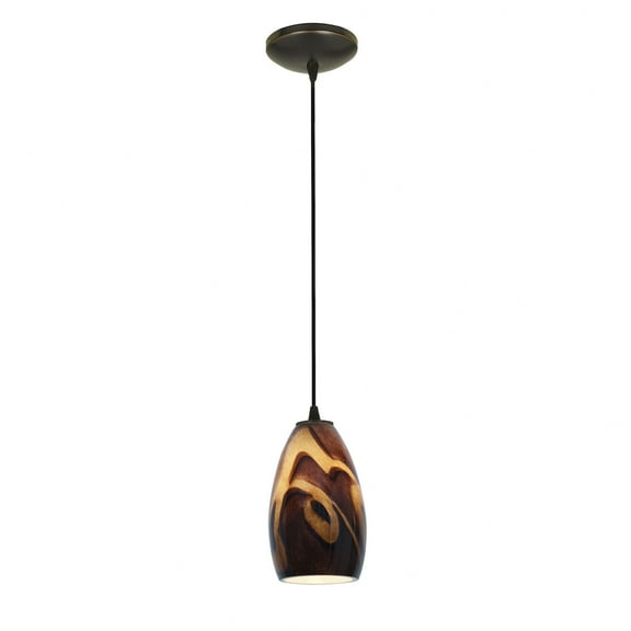 28012-1C-ORB/ICA-Access Lighting-Champagne-One Light Glass Pendant with Cord-5 Inches Wide by 9 Inches Tall-Oil Rubbed Bronze Finish-Inca Glass