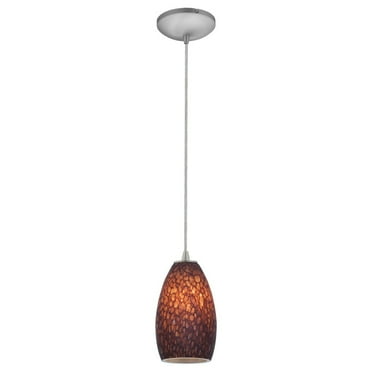 28012-3C-BS/BRST-Access Lighting-Champagne-One Light Glass Pendant with Cord-5 Inches Wide by 9 Inches Tall-Brushed Steel Finish-Brown Stone Glass