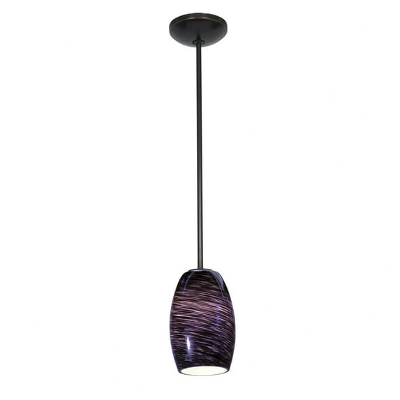 28078-1R-ORB/PLS Access Lighting Chianti-One Light Glass Pendant with Rod-4.75 Inches Wide by 7.25 Inches Tall-Oil Rubbed Bronze Finish-Purple Swirl