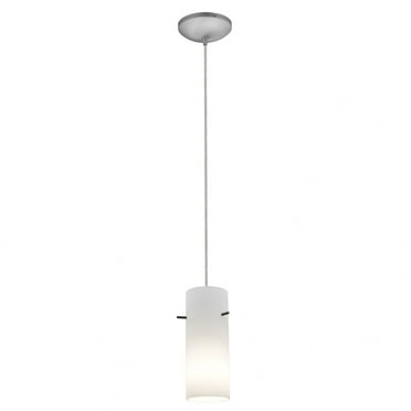 Access Lighting - Cylinder-10W 1 LED Cord Pendant-Brushed Steel Finish-Opal