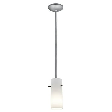 Access Lighting - Cylinder-10W 1 LED Rod Pendant-Brushed Steel Finish-Opal Glass